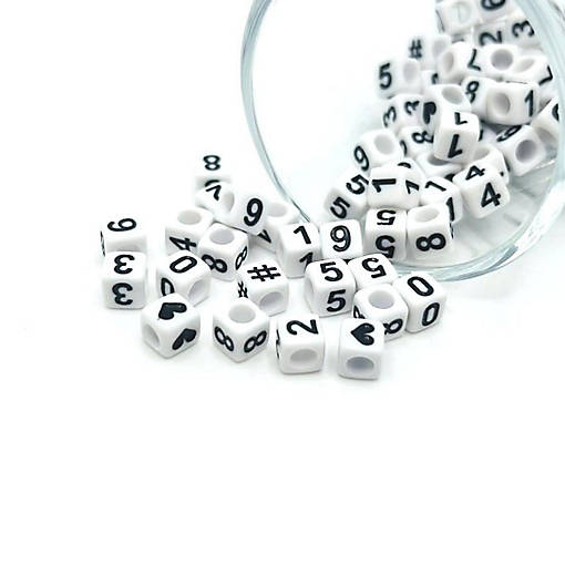 100 Pcs White and Black Number Beads