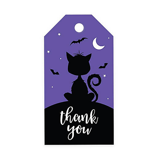 100PC Black Cat Bats Halloween Gift Tags