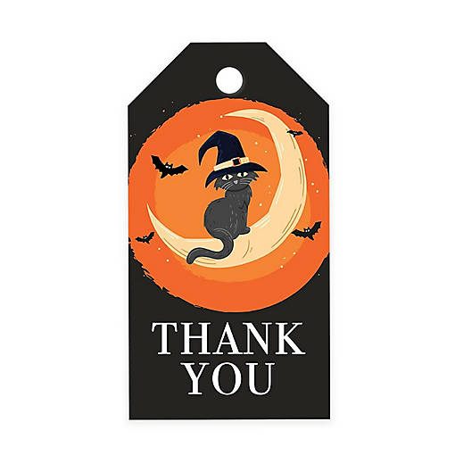 100PCS Cat Crescent Moon Halloween Tags