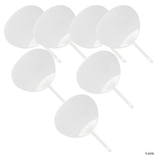 11" Bulk 48 Pc. Plain White Plastic Hand Fans