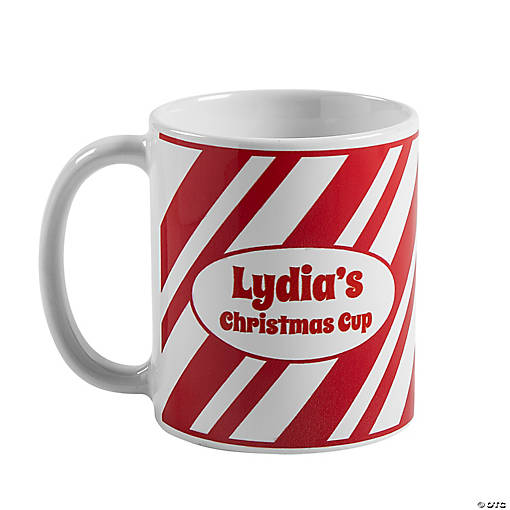 11 oz. Personalized Candy Cane Striped Reusable Ceramic Mug