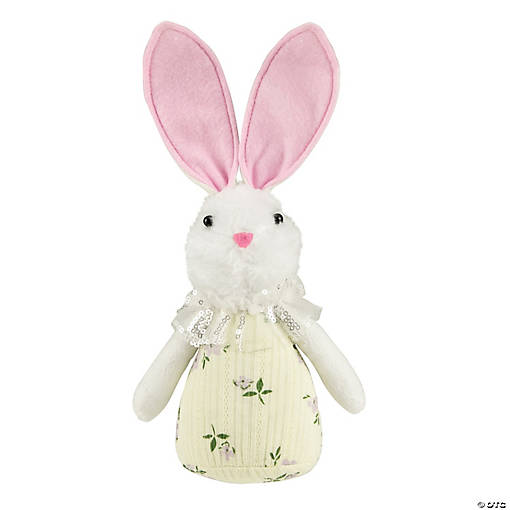 11" Yellow Spring Floral Easter Bunny Figure