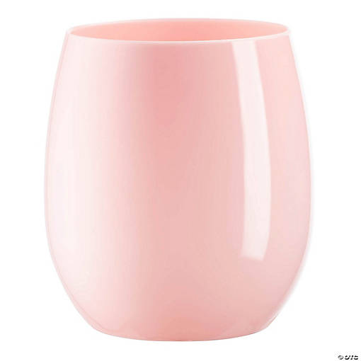 12 oz. Solid Pink Elegant Stemless Plastic Wine Glasses - 64 Glasses