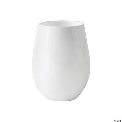 12 oz. Solid White Elegant Stemless Plastic Wine Glasses (32 Glasses)