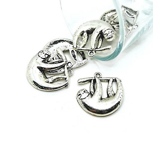 12 Pcs Silver Sloth on Branch Charms