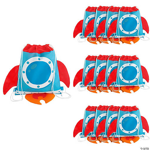 12" x 15" Medium Rocket Nonwoven Drawstring Bags - 12 Pc.