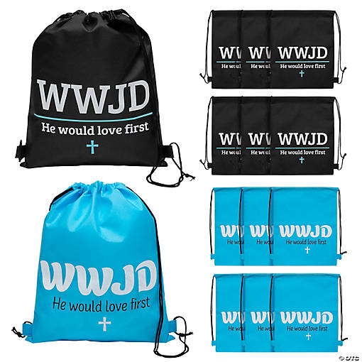 12" x 15" Medium WWJD Nonwoven Drawstring Backpacks - 12 Pc.