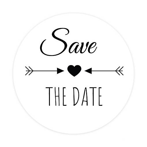120PC Save The Date Black Heart/Arrow