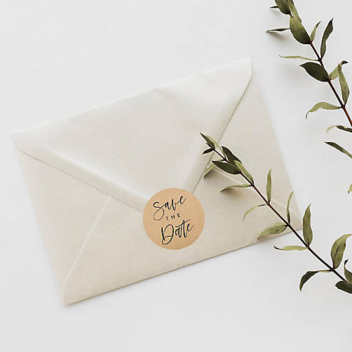 120PC Save The Date Kraft Modern Cursive