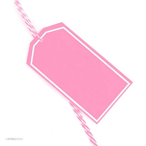 12PC Classic Tags Solid Blank Pink