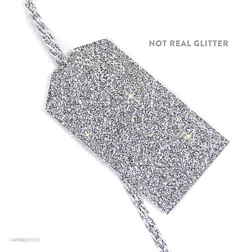 12PC Classic Tags Solid Silver Glitter