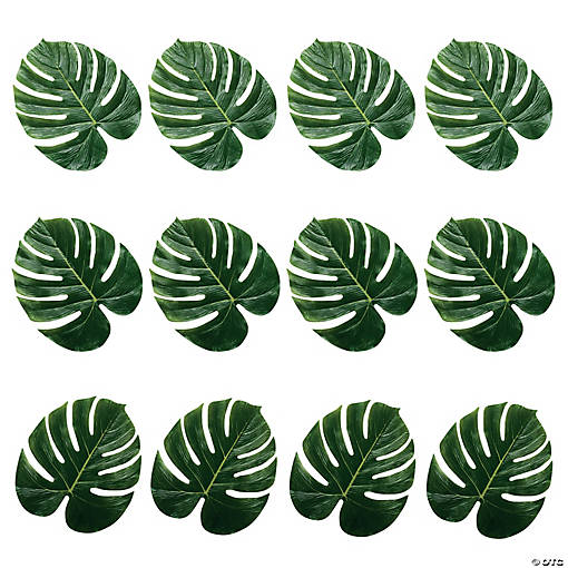 13" Large Artificial Polyester Monstera Leaves - 12 Pc.