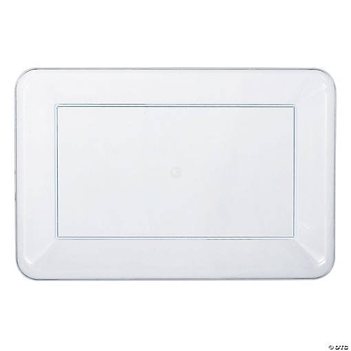 14 1/4" x 9" Bulk 18 Pc. Clear Rectangle Plastic Serving Trays