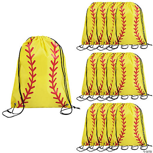 14" x 18" Large Softball Polyester Drawstring Bags - 12 Pc.