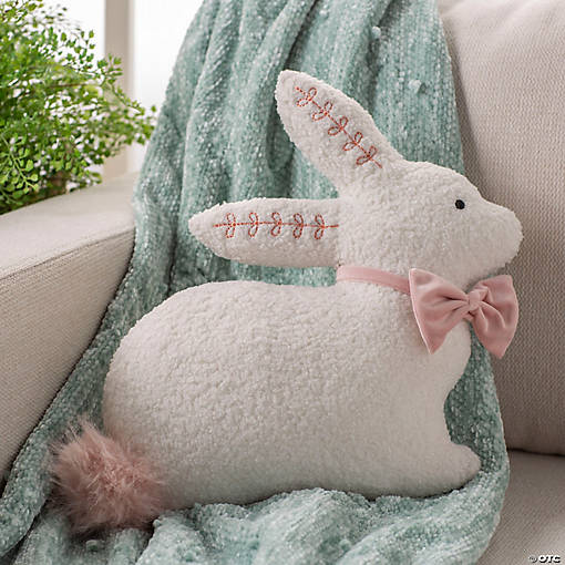 15" x 13" Enchanted Garden Polyester Easter Bunny Pillow