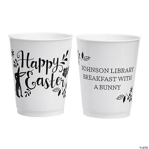 16 oz. Bulk 50 Ct. Personalized Happy Easter Reusable Plastic Cups