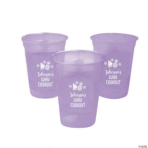 16 oz. Personalized Luau Solid Color Disposable Plastic Cups - 40 Ct.