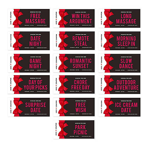 16 Pcs Red Bow Love Coupons for Couples