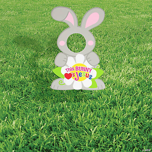 16" x 24" Religious Easter Bunny Face Yard Sign