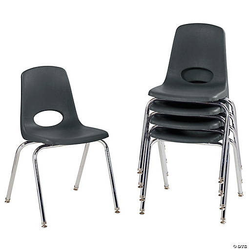 18" Stack Chair with Swivel Glides, 5-Pack - Black