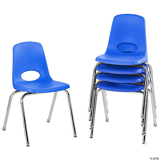 18" Stack Chair with Swivel Glides, 5-Pack - Blue
