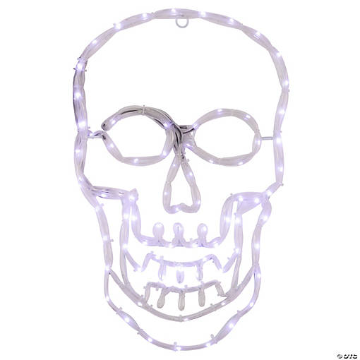 18" White Skull 4 Function LED Lighted Halloween Window Silhouette