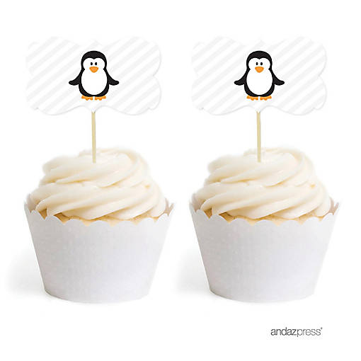 18PK Arctic Penguin Cupcake Toppers