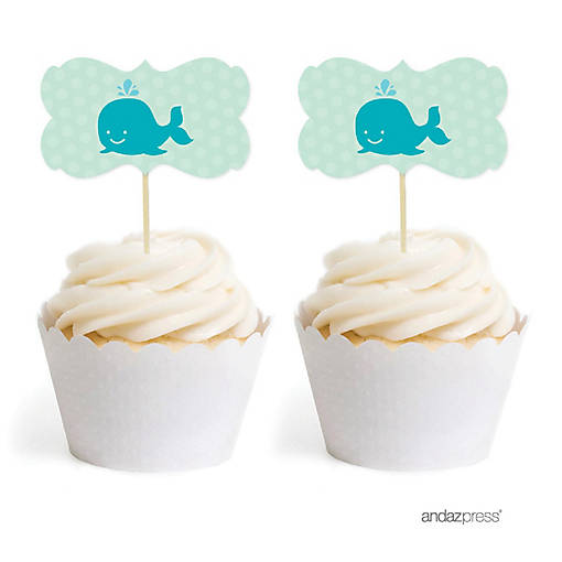 18PK Whale Cupcake Toppers