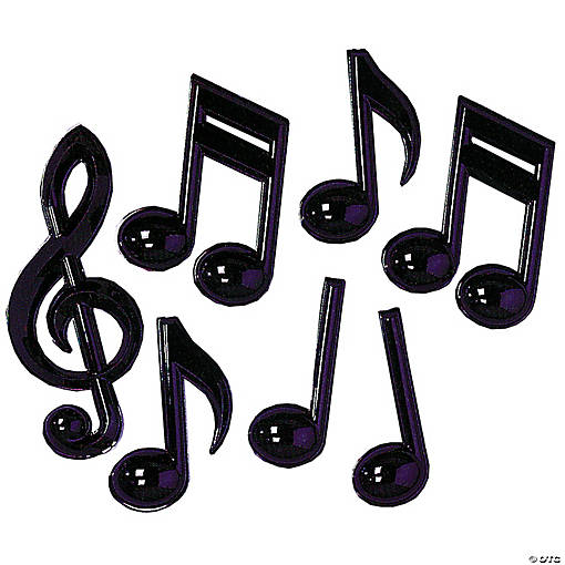 19" Black Glossy Plastic Musical Notes Party Decoration Set