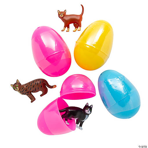 2 1/2" Cat Toy-Filled Plastic Easter Eggs - 12 Pc.