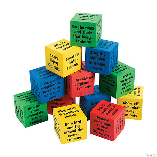 2 1/2" Classroom Brain Break Solid Color Foam Activity Dice - 12 Pc.