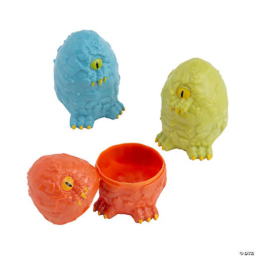 2 1/2" Hatching Dinosaur-Shaped Plastic Easter Eggs - 12 Pc.