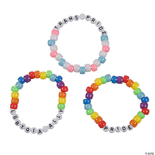 2 1/2" Pride Multicolor Plastic Bead Bracelet Assortment - 24 Pc.
