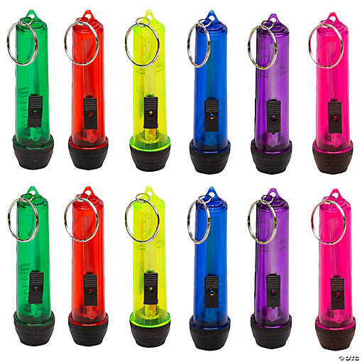 2 1/4" Bright Color Large Beam Flashlight Keychains - 12 Pc.