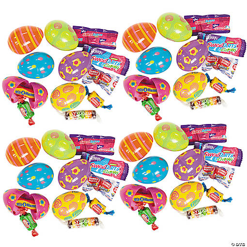 2 1/4" Bulk 144 Pc. Candy-Filled Bright Printed Plastic Easter Eggs