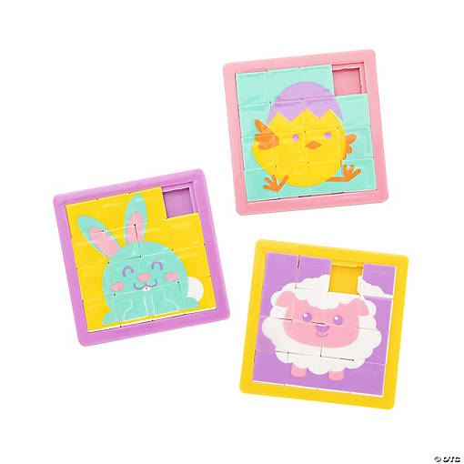 2 1/4" Mini Easter Character Plastic Slide Puzzles - 12 Pc.