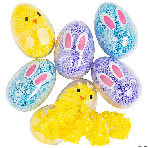 2 1/4" Squish Foam Dough-Filled Plastic Easter Eggs - 12 Pc.