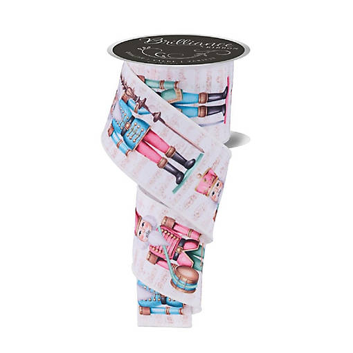 2.5" LS Nutcracker Ribbon: Ivory/Pink (10 Yards)
