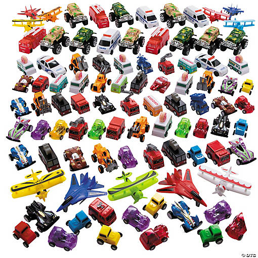 2" Bulk 100 Pc. Pull-Back Plastic Vehicle &amp; Character Assortment