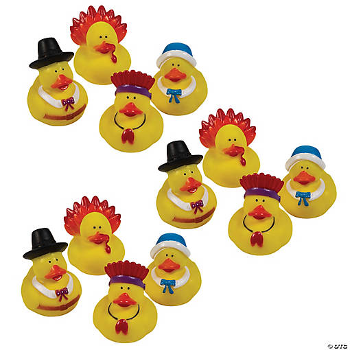 2" Bulk 120 Pc. Multicolor Fall Thanksgiving-Themed Rubber Ducks