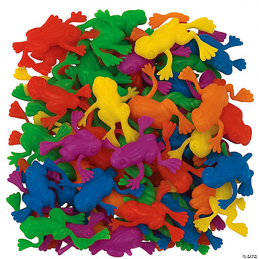 2" Bulk 144 Pc. Mini Bright Colors Plastic Jumping Frogs