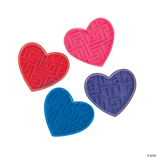 2" Bulk 72 Pc. Mini Valentine's Day Plastic Maze Puzzles