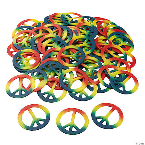 2" Bulk 75 Pc. Rainbow Peace Sign Plastic Pendants