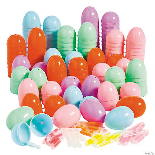 2" Bulk Plastic Easter Eggs &amp; Mini Glow Stick Kit for 100