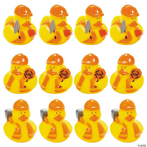2" Construction Rubber Ducks with Orange Vests &amp; Tools - 12 Pc.