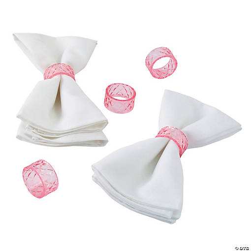 2" diam. Bulk 48 Pc. Pink Patterned Plastic Napkin Ring Decorations