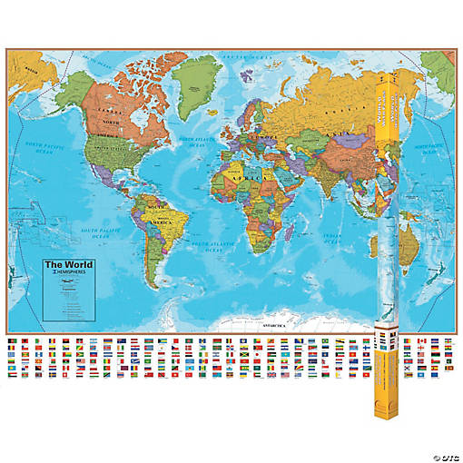 (2 Ea) Hemispheres Laminated Map