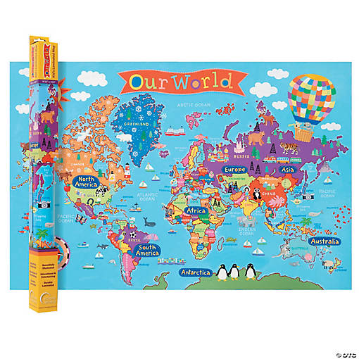 (2 Ea) World Map For Kids