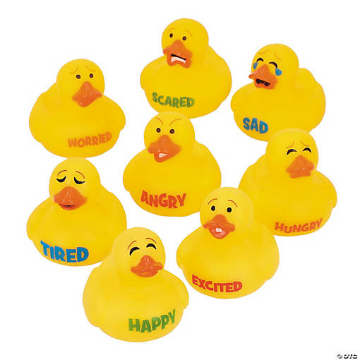 2" Emotion Names &amp; Expression Rubber Ducks Set - 24 Pc.