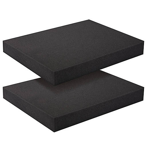2-Pack Packing Foam Sheets - 16x12x2 Customizable Polyurethane Insert Pads for Tool Case Cushioning, Crafts (Black)